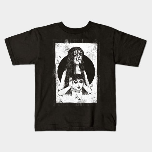 J-Horror - JuOn (White print) Kids T-Shirt by Bloody Savage